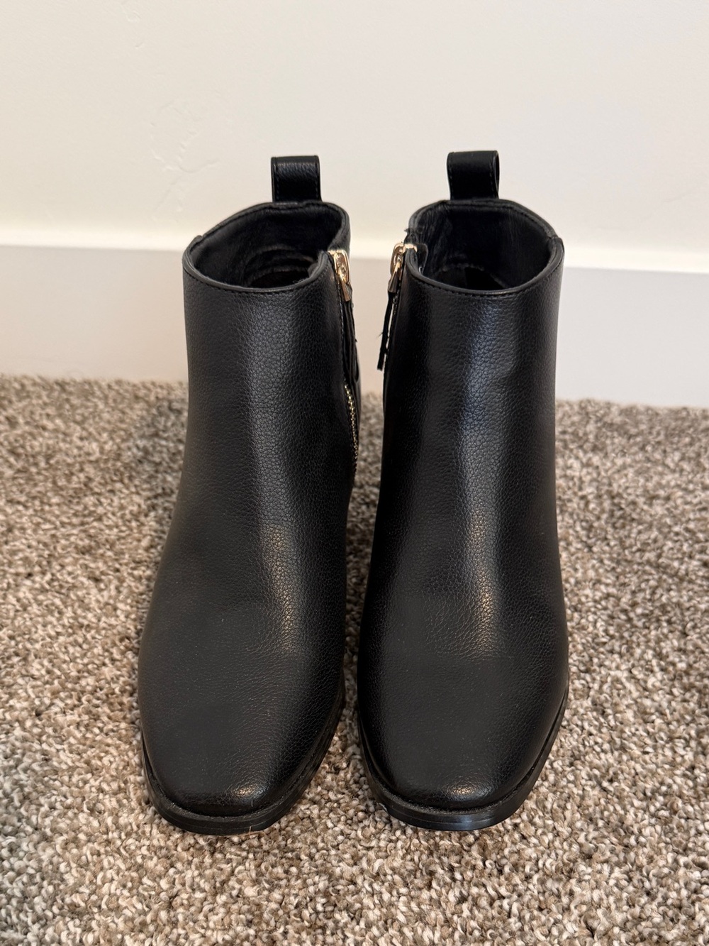 Nautica Women’s Black Ankle Booties with Gold Zipper